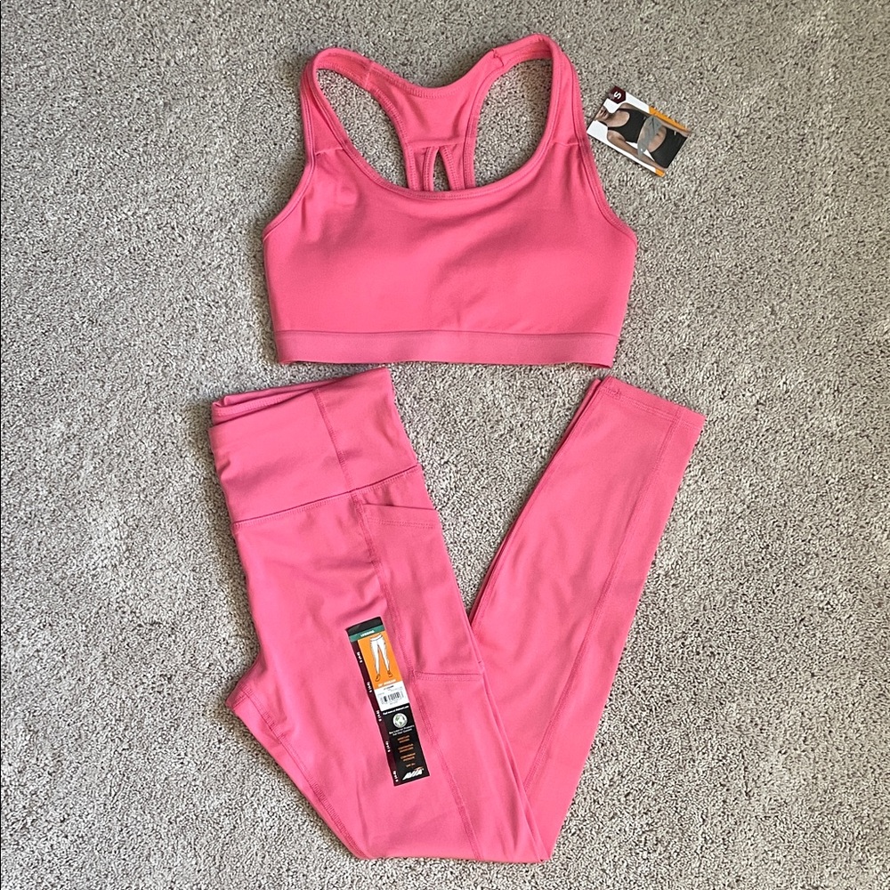 Pink Sports Bra and Leggings Set